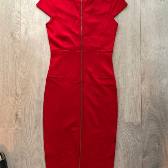 Felicity & Coco Red Midi SS Full Zip Back Dress - Picture 4 of 5